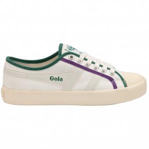 Gola Vegan Classics Coaster Smash Shoes Białe Ciemny Zielone Fioletowe Polska | 7103UGISH