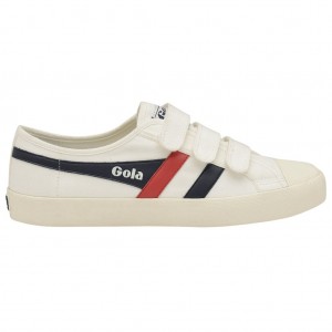 Gola Vegan Classics Coaster Strap Sneakers Białe Granatowe Czerwone Polska | 6593FQPUR
