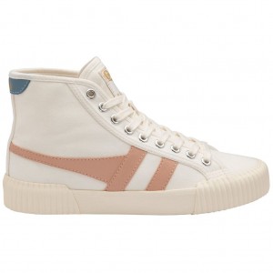 Gola Vegan Classics Rally High Plimsoll Sneakers Białe Różowe Polska | 0437DYZIL