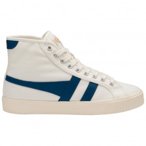 Gola Vegan Classics Tennis Mark Cox High Sneakers Białe Niebieskie Polska | 4736BWXGQ