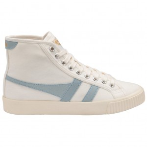 Gola Vegan Classics Tennis Mark Cox High Sneakers Białe Niebieskie Polska | 1740INXFB
