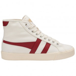 Gola Vegan Classics Tennis Mark Cox High Sneakers Białe Jasny Czerwone Polska | 0594BLRTX