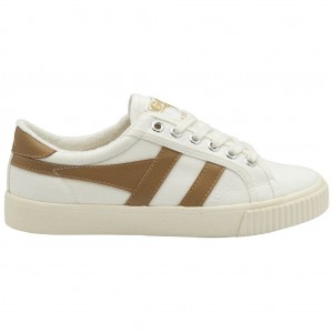 Gola Vegan Classics Tennis Mark Cox Sneakers Białe Brązowe Polska | 9035DHUOK