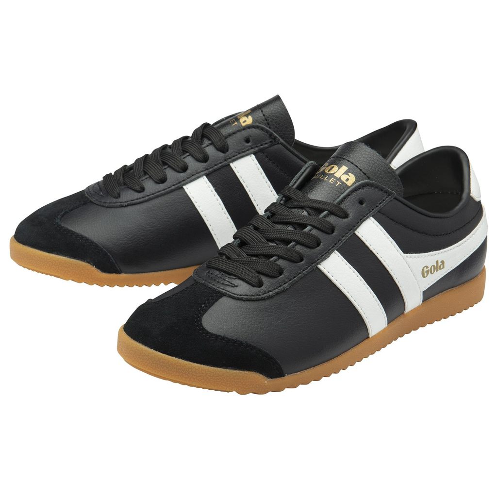 Gola Classics Bullet Leather Sneakers Czarne Białe Polska | 0326EZWIS