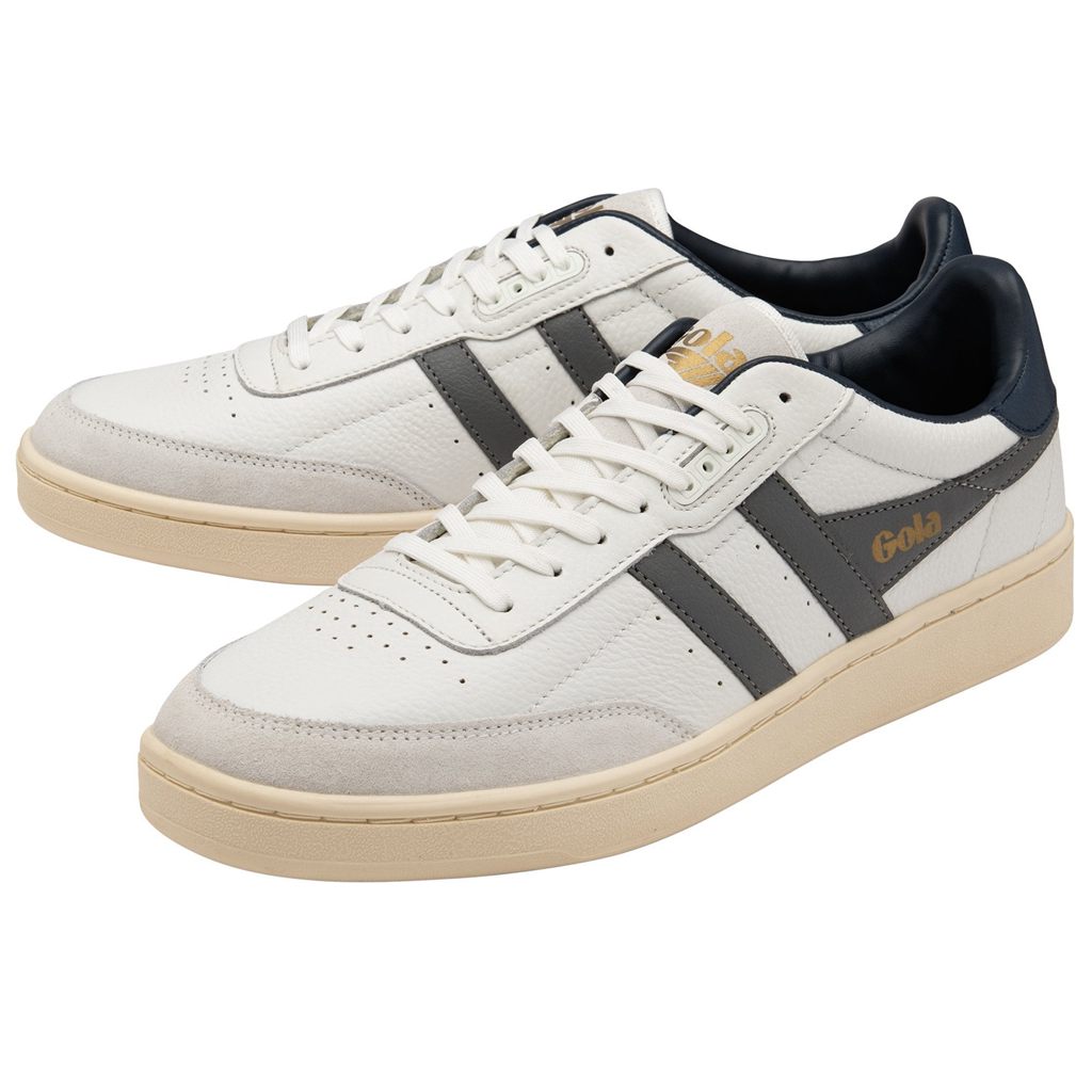 Gola Classics Contact Leather Sneakers Białe Granatowe Polska | 7608FKNGE