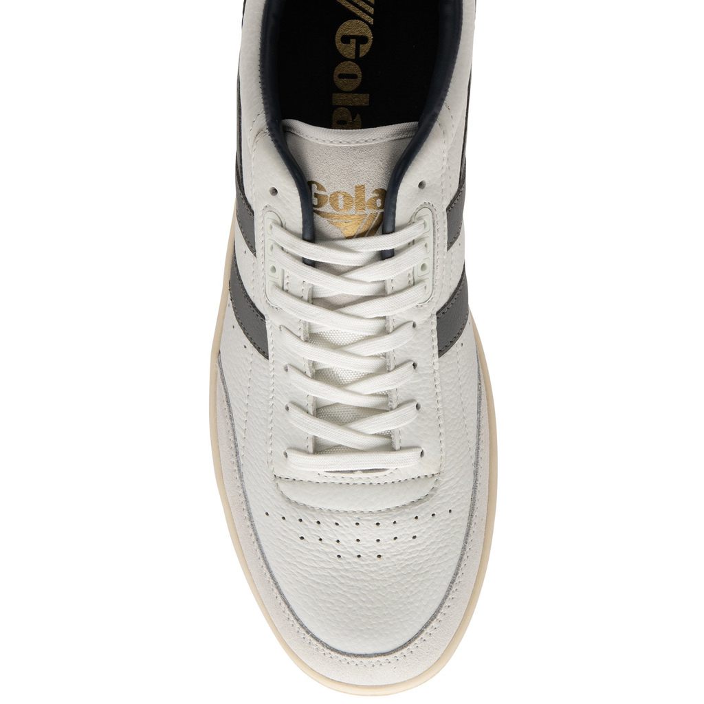 Gola Classics Contact Leather Sneakers Białe Granatowe Polska | 7608FKNGE