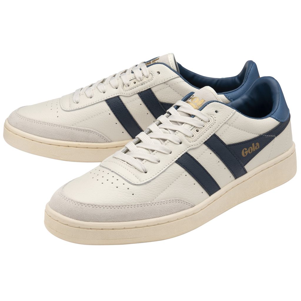 Gola Classics Contact Leather Sneakers Białe Granatowe Niebieskie Polska | 8705YCSMU