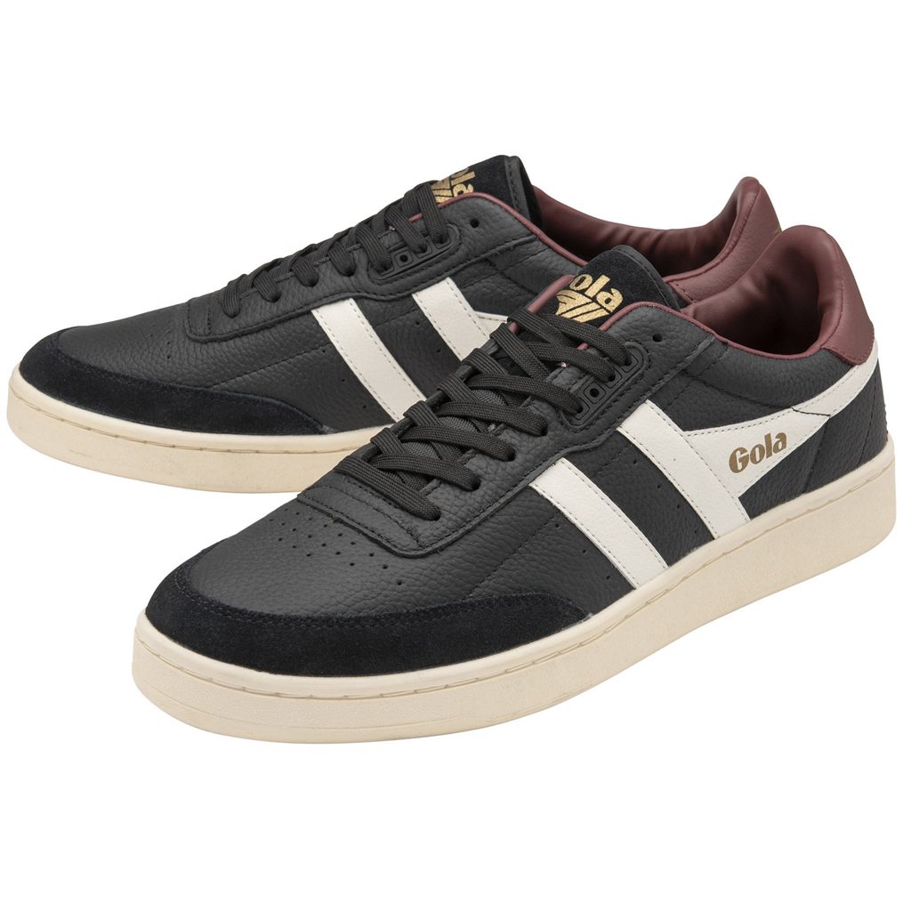 Gola Classics Contact Leather Sneakers Czarne Białe Bordowe Polska | 2098GXRNQ