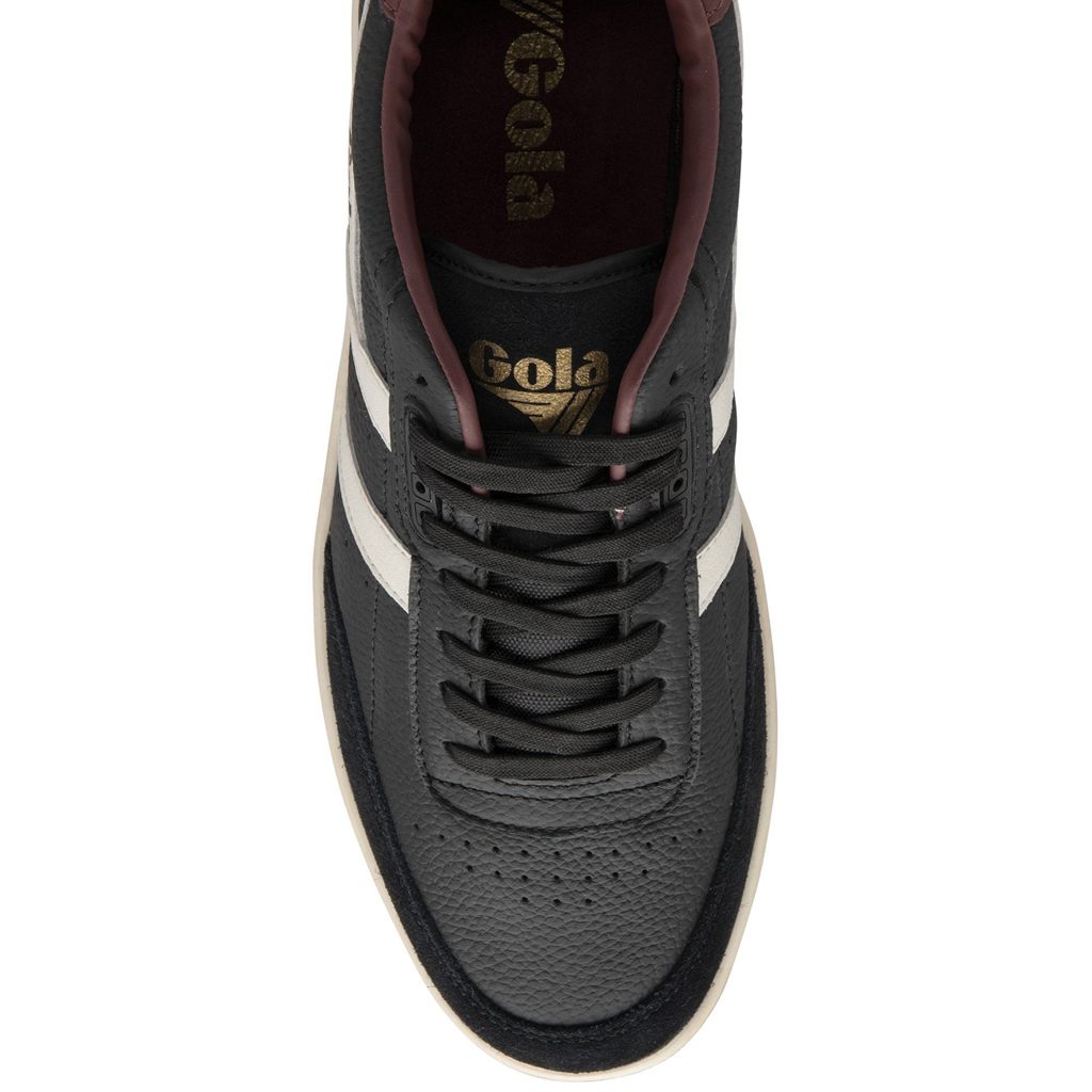 Gola Classics Contact Leather Sneakers Czarne Białe Bordowe Polska | 2098GXRNQ