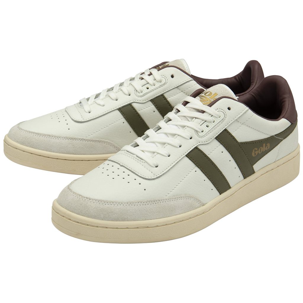 Gola Classics Contact Leather Sneakers Białe Khaki Bordowe Polska | 3052YJHFD
