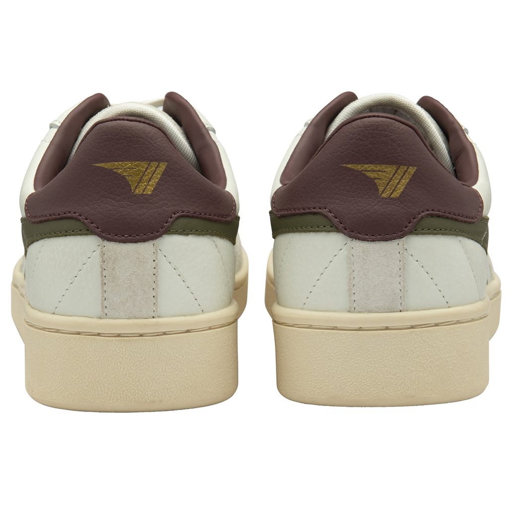 Gola Classics Contact Leather Sneakers Białe Khaki Bordowe Polska | 3052YJHFD