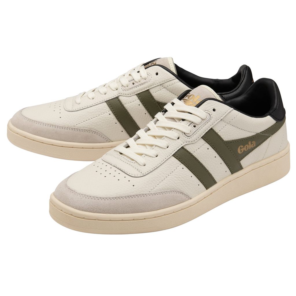 Gola Classics Contact Leather Sneakers Białe Khaki Czarne Polska | 8529MDANR