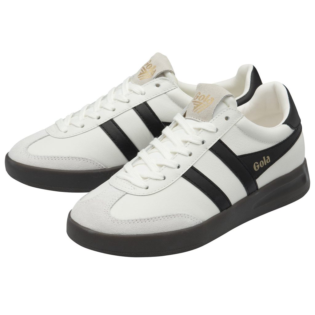 Gola Classics Cyclone Leather Sneakers Białe Czarne Ciemny Polska | 1285YPHMF