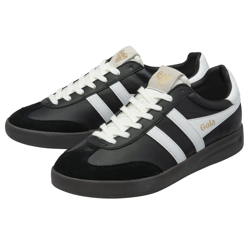 Gola Classics Cyclone Leather Sneakers Czarne Białe Ciemny Polska | 2937NCTBE