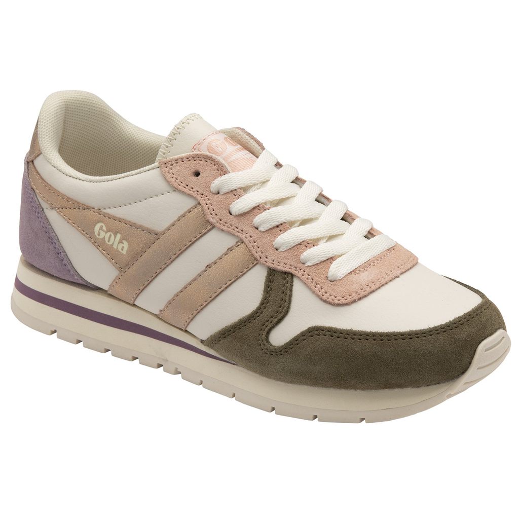 Gola Classics Daytona Quadrant Sneakers Białe Khaki Różowe Złote Polska | 5670PTSGZ