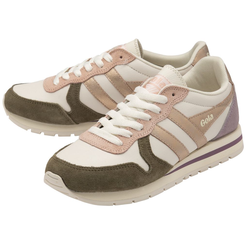 Gola Classics Daytona Quadrant Sneakers Białe Khaki Różowe Złote Polska | 5670PTSGZ