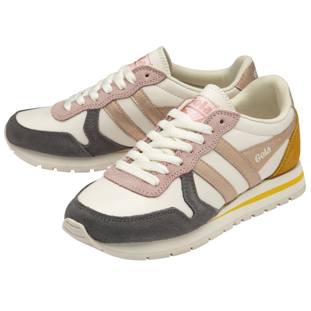 Gola Classics Daytona Quadrant Sneakers Białe Różowe Złote Polska | 6517OYAMZ