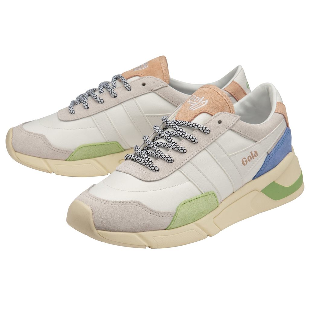 Gola Classics Eclipse Trident Sneakers Białe Zielone Niebieskie Polska | 1965HFYGM