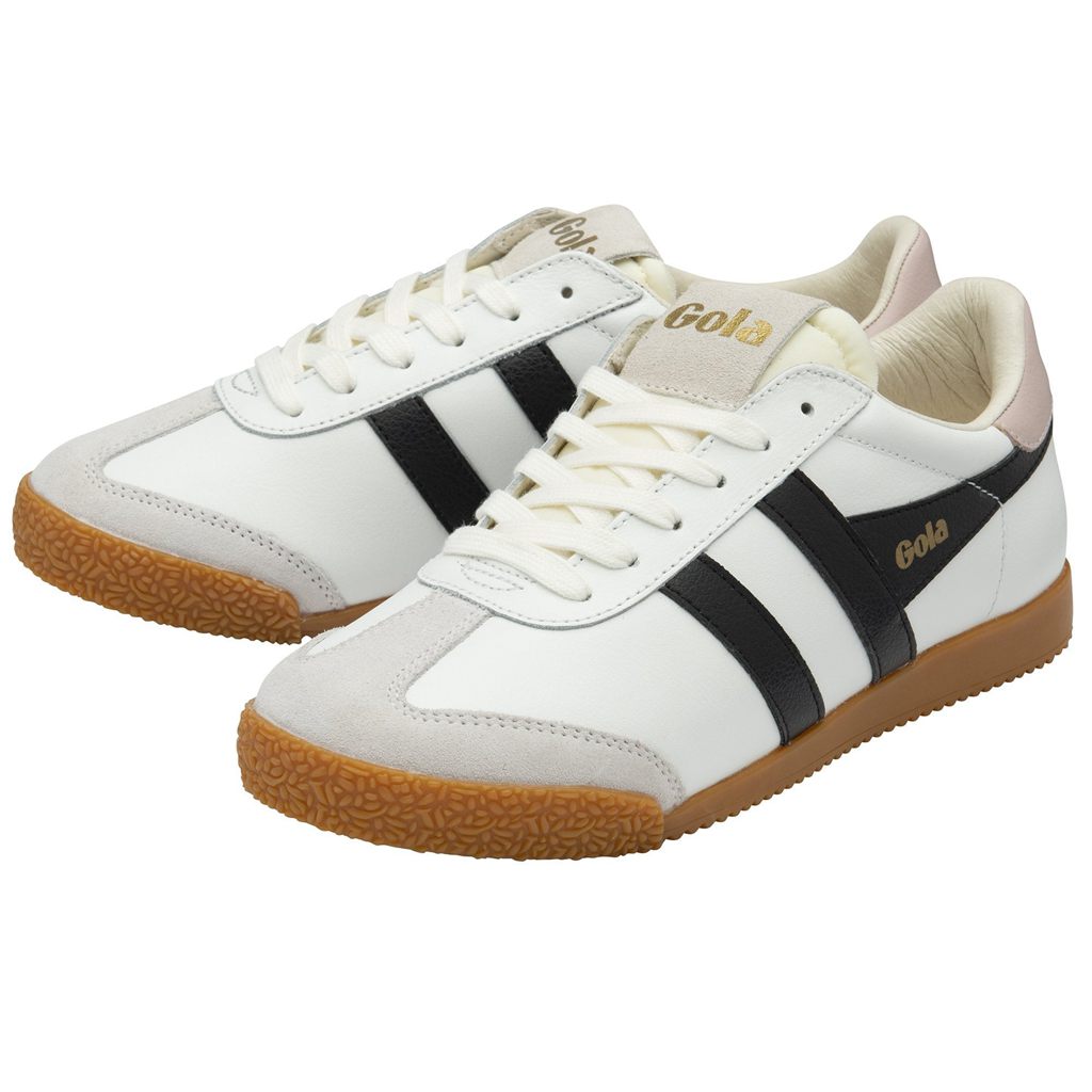 Gola Classics Elan Leather Sneakers Białe Czarne Różowe Polska | 6052CZWXI
