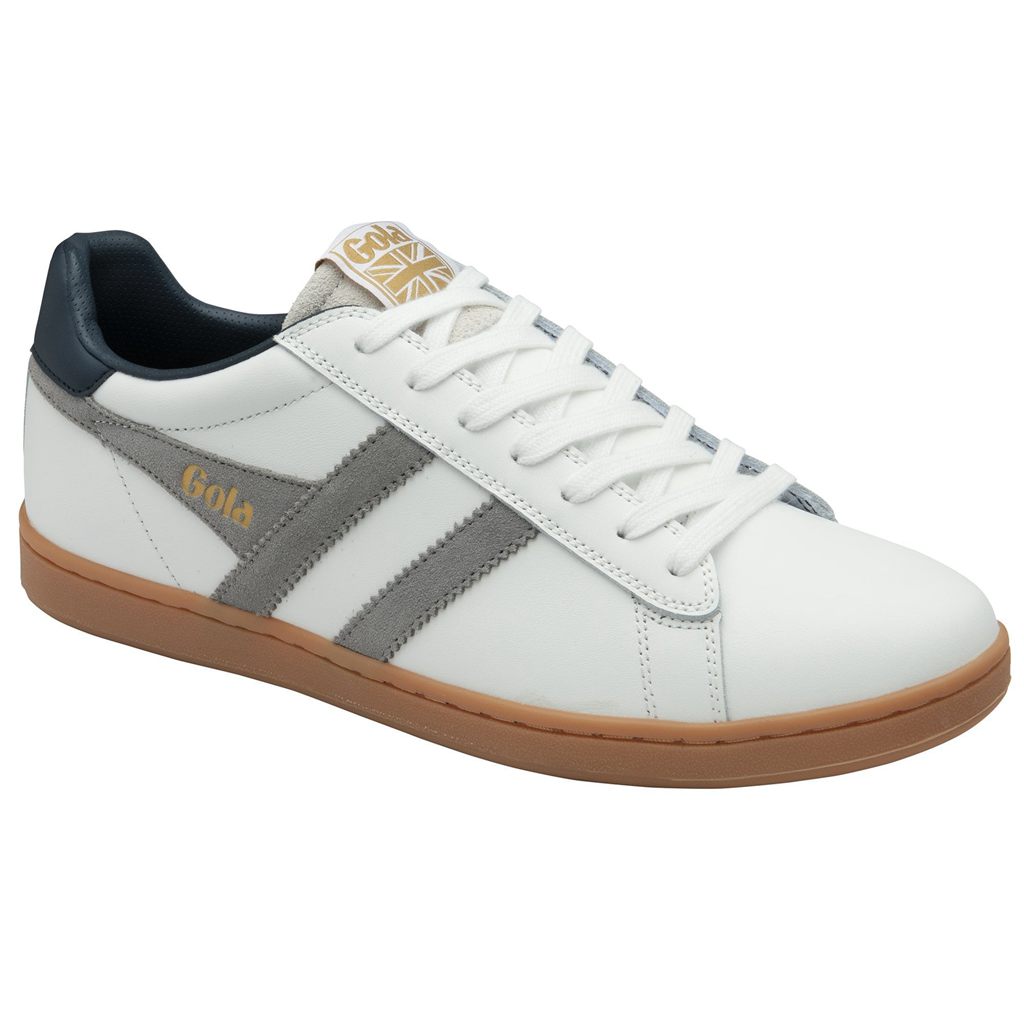 Gola Classics Equipe II Leather Sneakers Białe Granatowe Polska | 0691NEWYL