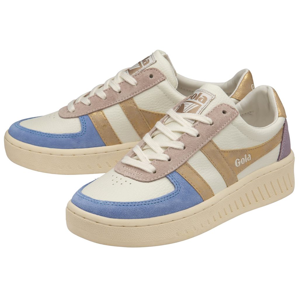 Gola Classics Grandslam Quadrant Sneakers Białe Niebieskie Złote Polska | 0267AOMHU