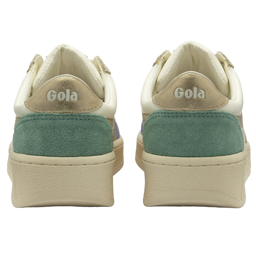 Gola Classics Grandslam Quadrant Sneakers Białe Lawenda Złote Zielone Polska | 4938DQZGE