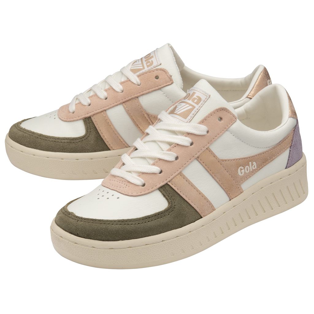 Gola Classics Grandslam Quadrant Sneakers Białe Khaki Różowe Złote Polska | 2169NYRWJ