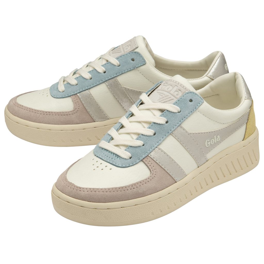 Gola Classics Grandslam Quadrant Sneakers Białe Srebrne Cytrynowy Polska | 6758VPQLX