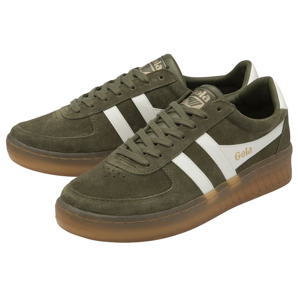 Gola Classics Grandslam Suede Sneakers Khaki Białe Polska | 2405FGHZX
