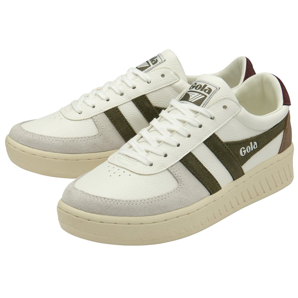 Gola Classics Grandslam Trident Sneakers Białe Khaki Bordowe Polska | 4587RNJCO