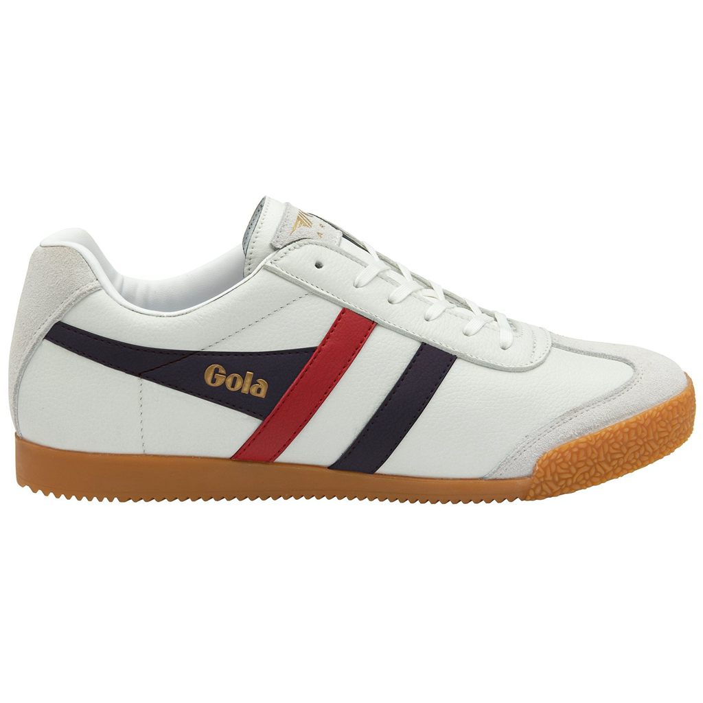 Gola Classics Harrier Leather Sneakers Białe Granatowe Czerwone Polska | 8714JYRKU