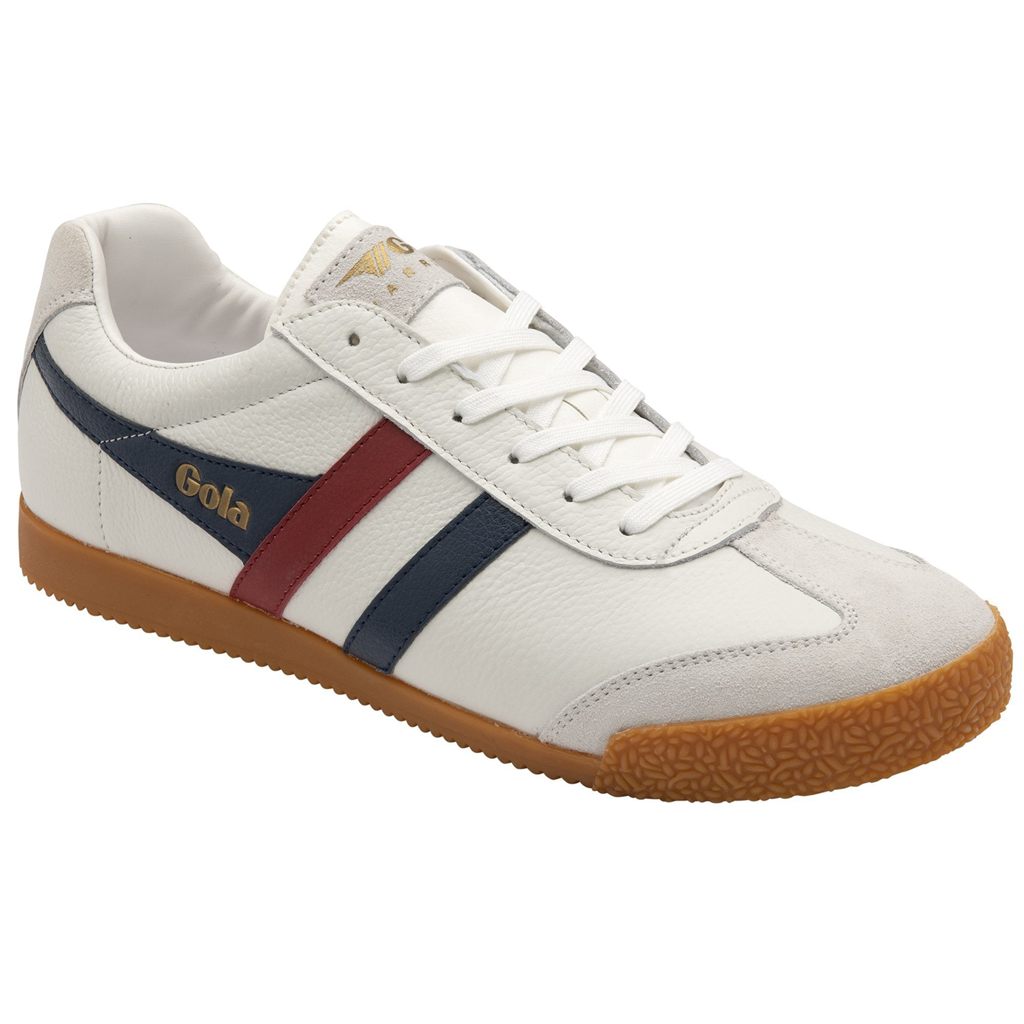 Gola Classics Harrier Leather Sneakers Białe Granatowe Czerwone Polska | 8714JYRKU