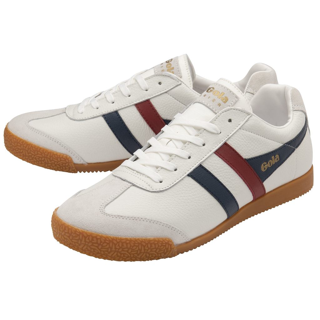 Gola Classics Harrier Leather Sneakers Białe Granatowe Czerwone Polska | 8714JYRKU