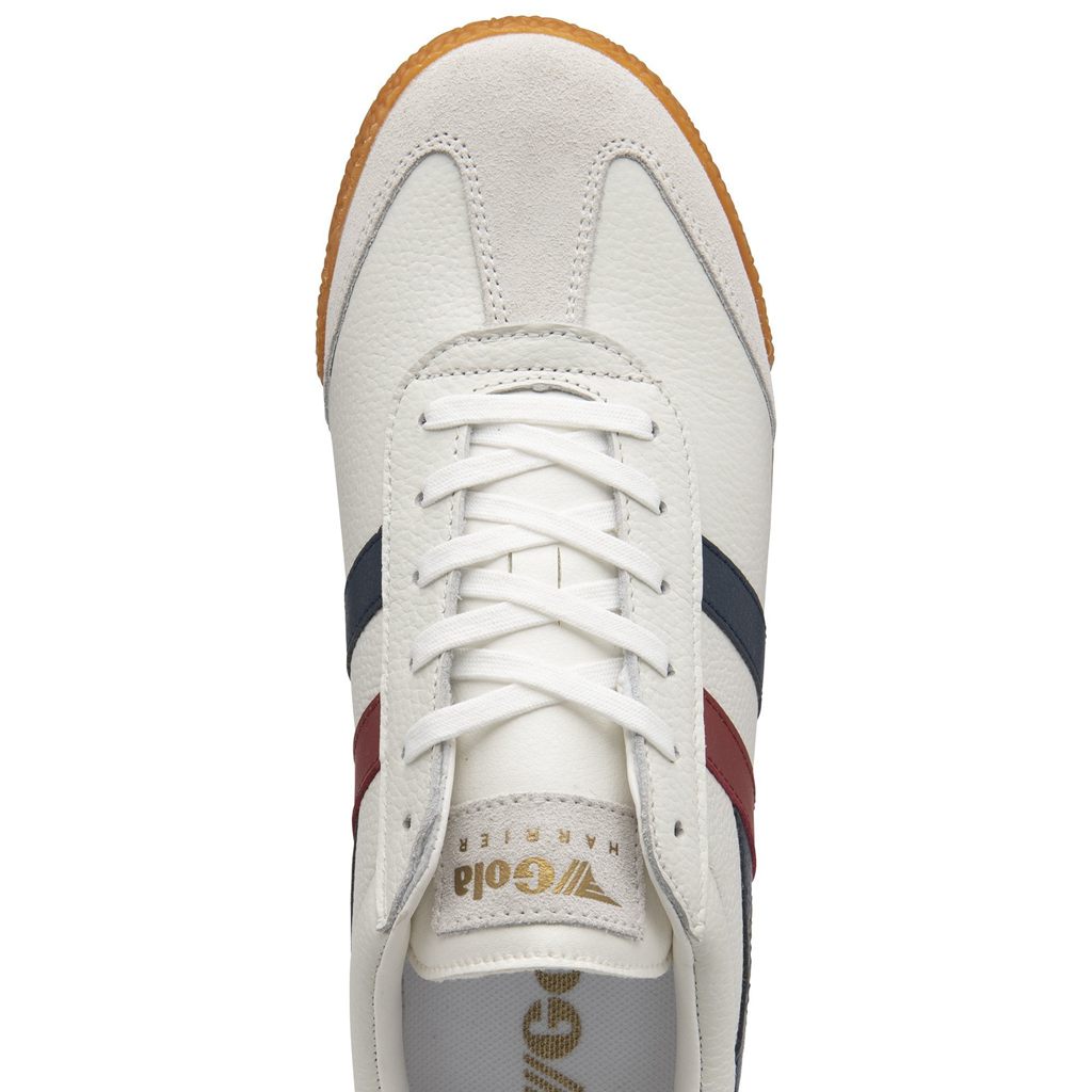 Gola Classics Harrier Leather Sneakers Białe Granatowe Czerwone Polska | 8714JYRKU