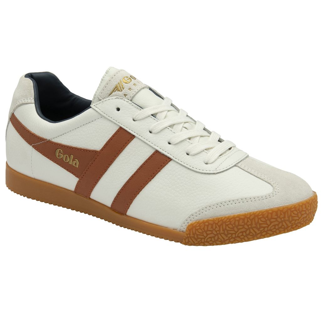Gola Classics Harrier Leather Sneakers Białe Pomarańczowe Granatowe Polska | 8436AVZSF