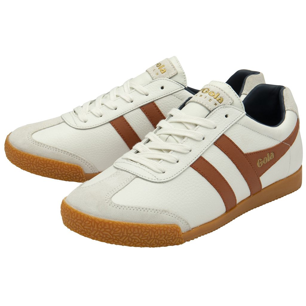 Gola Classics Harrier Leather Sneakers Białe Pomarańczowe Granatowe Polska | 8436AVZSF
