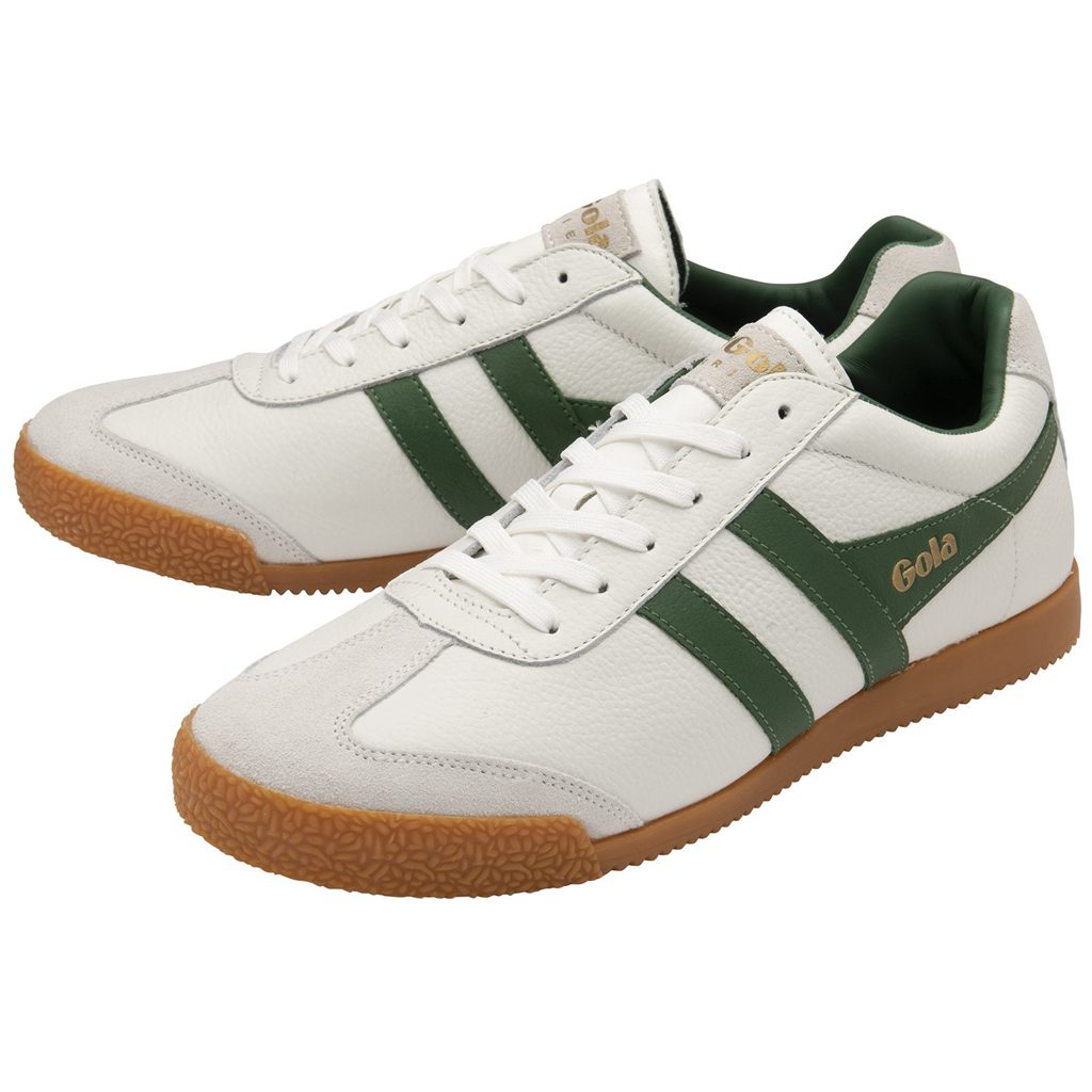 Gola Classics Harrier Leather Sneakers Białe Zielone Zielone Polska | 1258IVLSX