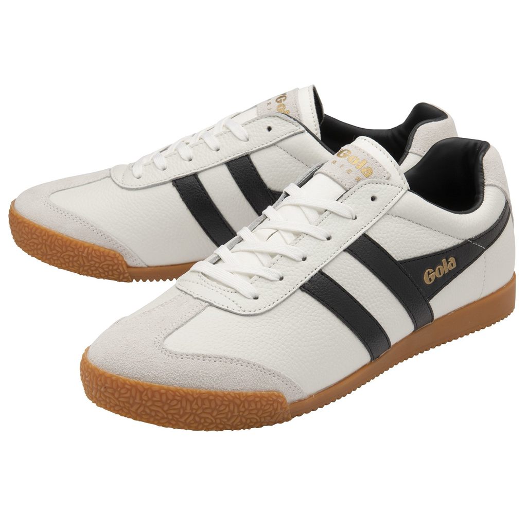Gola Classics Harrier Leather Sneakers Białe Czarne Czarne Polska | 6340KSHPN