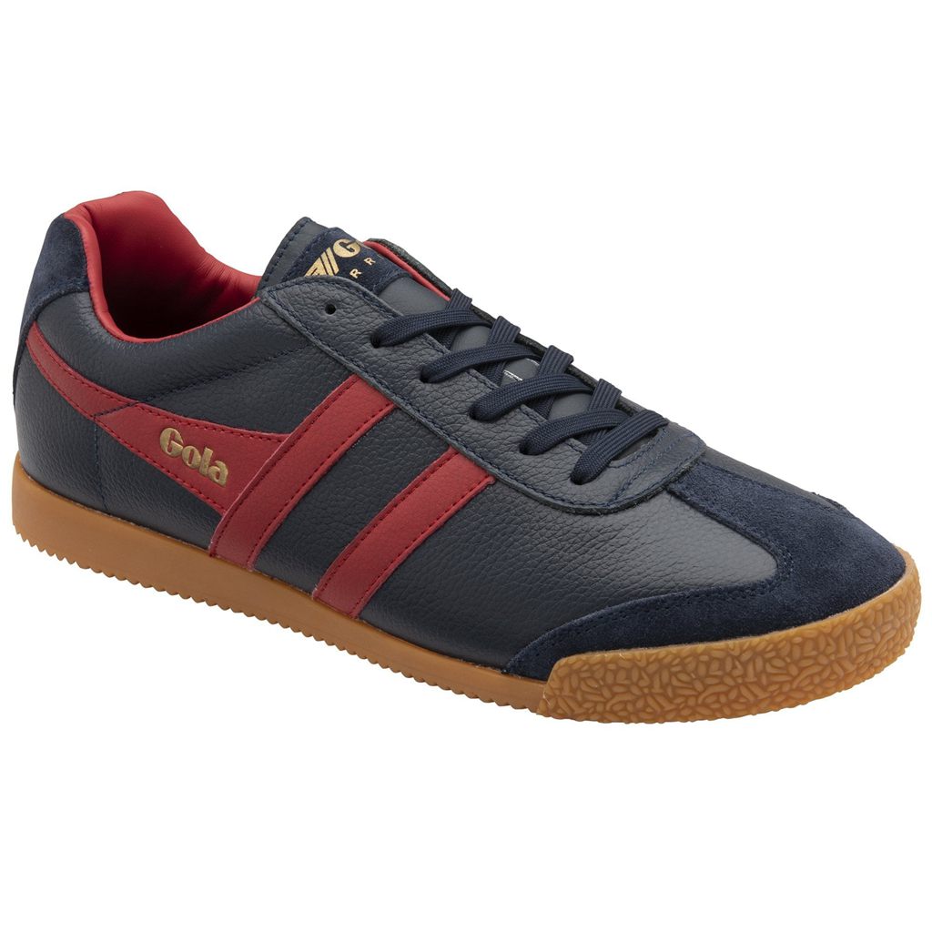 Gola Classics Harrier Leather Sneakers Granatowe Jasny Czerwone Jasny Czerwone Polska | 8356DCTXV