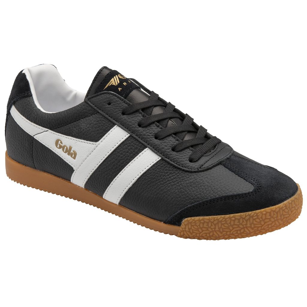 Gola Classics Harrier Leather Sneakers Czarne Białe Białe Polska | 0734LYSOX