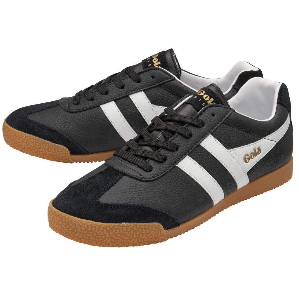 Gola Classics Harrier Leather Sneakers Czarne Białe Białe Polska | 0734LYSOX