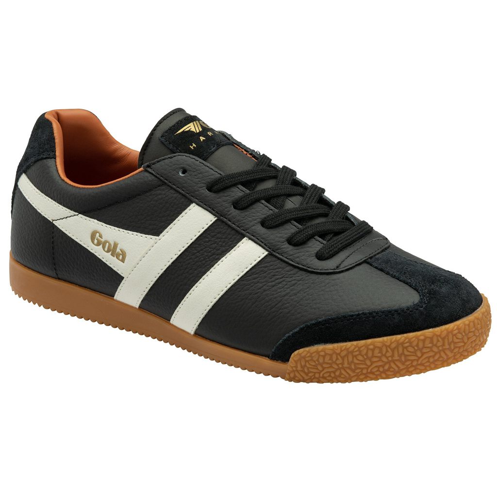 Gola Classics Harrier Leather Sneakers Czarne Białe Pomarańczowe Polska | 0864AETVU
