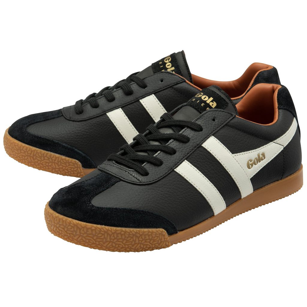 Gola Classics Harrier Leather Sneakers Czarne Białe Pomarańczowe Polska | 0864AETVU