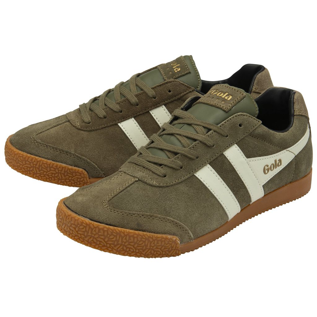 Gola Classics Harrier Suede Sneakers Khaki Białe Czarne Polska | 8516BTFGL