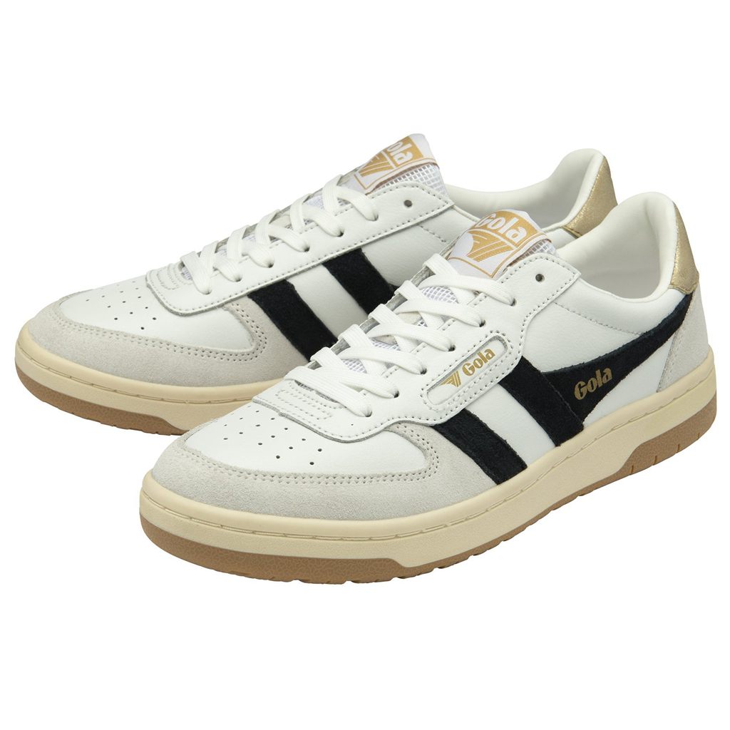 Gola Classics Hawk Sneakers Białe Czarne Złote Polska | 7041BWJPL