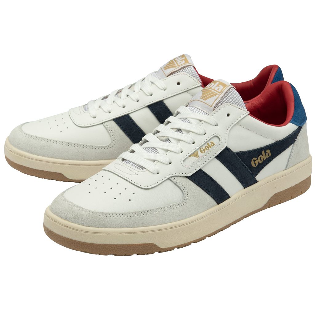 Gola Classics Hawk Sneakers Białe Granatowe Niebieskie Polska | 8247HZLJV