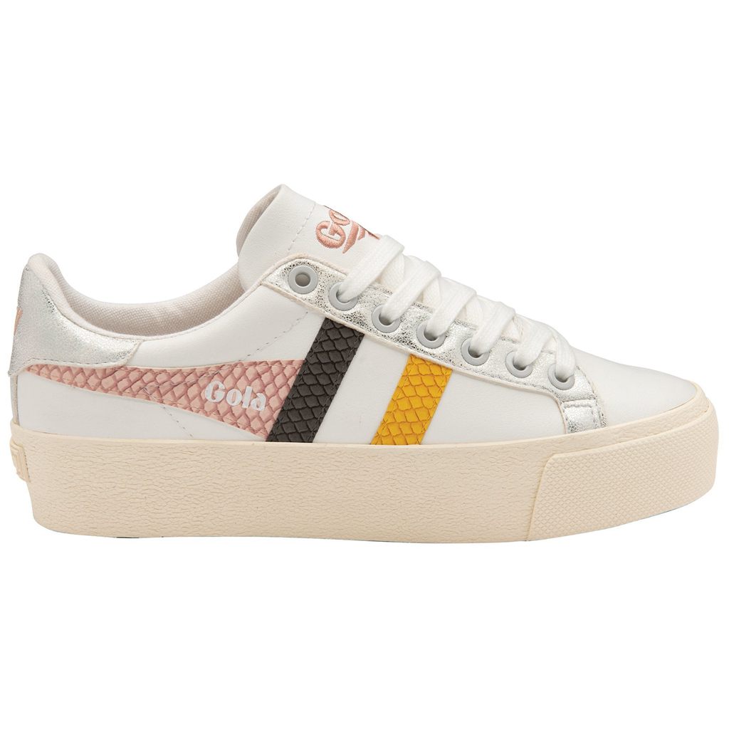 Gola Classics Orchid Platform Trident Snake Sneakers Białe Różowe Polska | 8609JKTDH