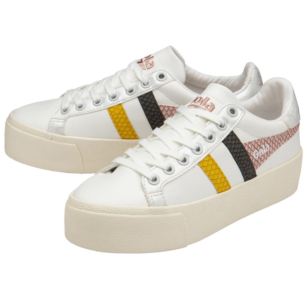 Gola Classics Orchid Platform Trident Snake Sneakers Białe Różowe Polska | 8609JKTDH