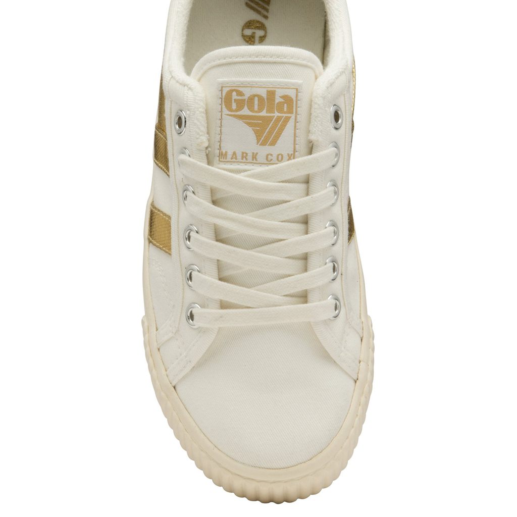 Gola Classics Tennis Mark Cox Sneakers Białe Złote Polska | 1387CNVYA