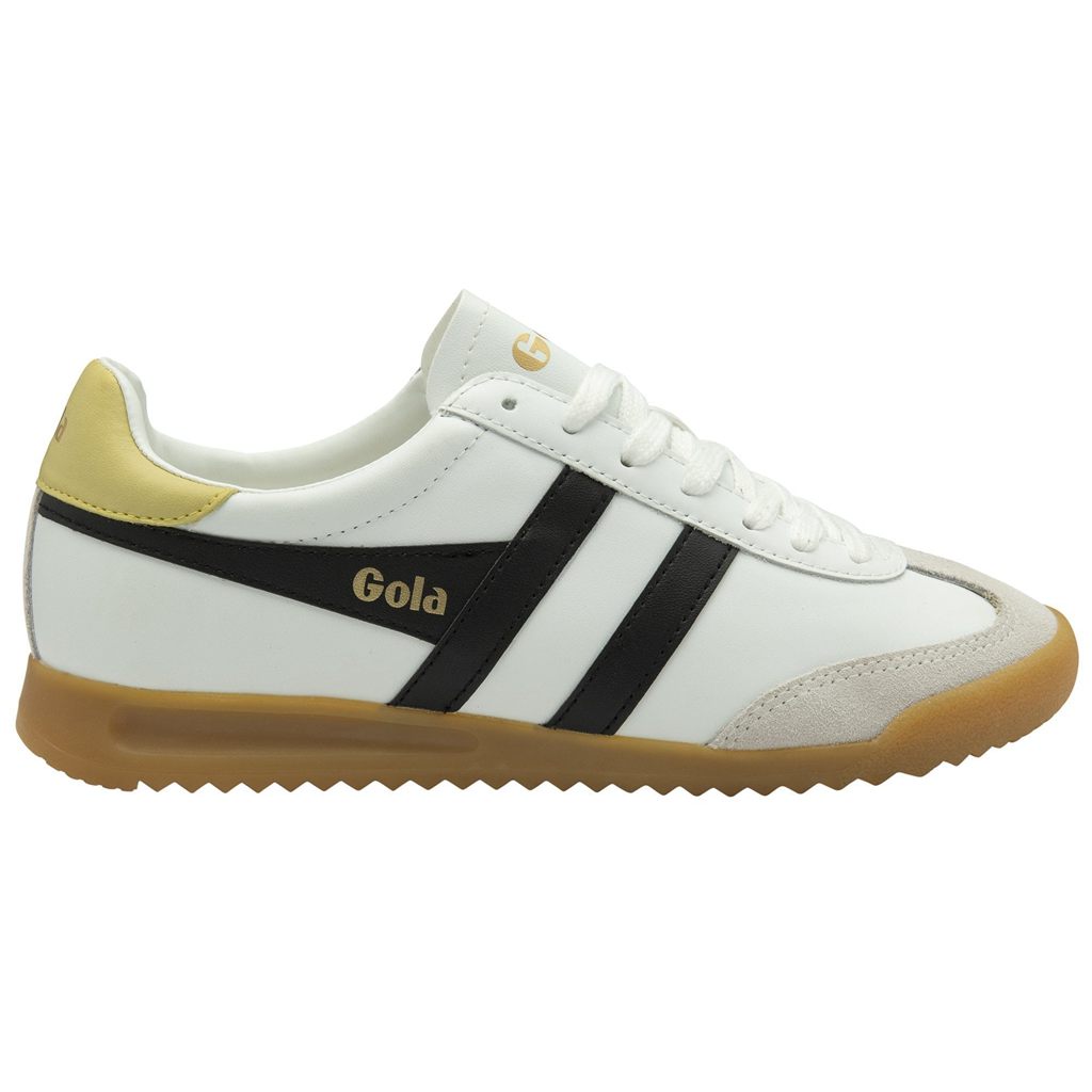 Gola Classics Torpedo Leather Sneakers Białe Czarne Cytrynowy Polska | 1590FKAQN